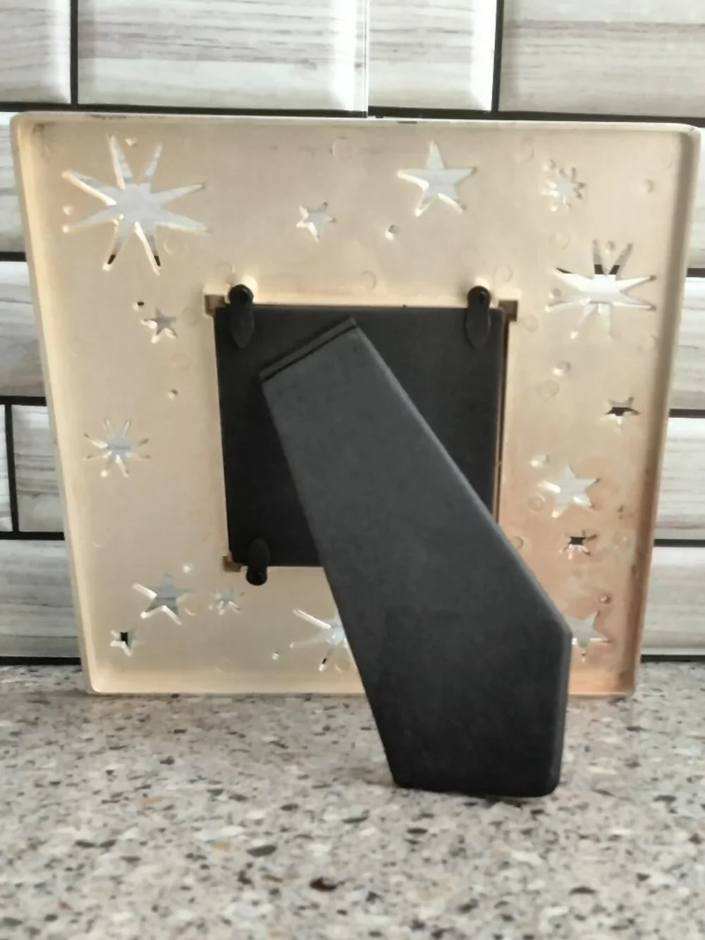 Vintage Metal Square Photo Frame with Star Cutouts